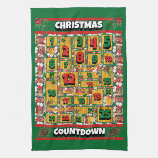 Dachshund Countdown Kerst Adventskalender Hond Theedoek