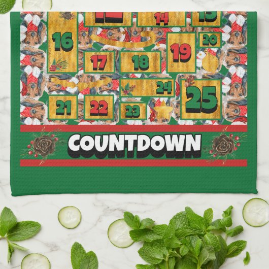 Dachshund Countdown Kerstmis Advent Calendar Dog Theedoek (Gevouwen)