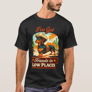 Dachshund cowboy retro western hond grappig landel t-shirt