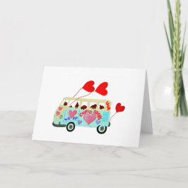 Dachshund Cupido's In Hun Valentijnsliefdesauto Feestdagen Kaart