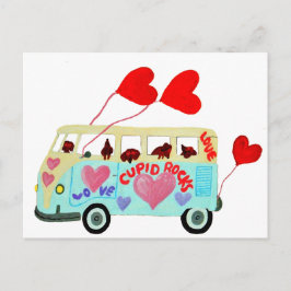 Dachshund Cupido's In Hun Valentijnsmobiel Feestdagenkaart