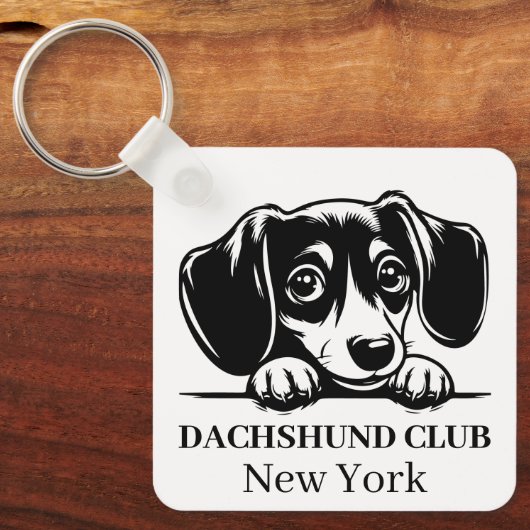 Dachshund Custom Club Thema sleutelhanger (Voorkant)