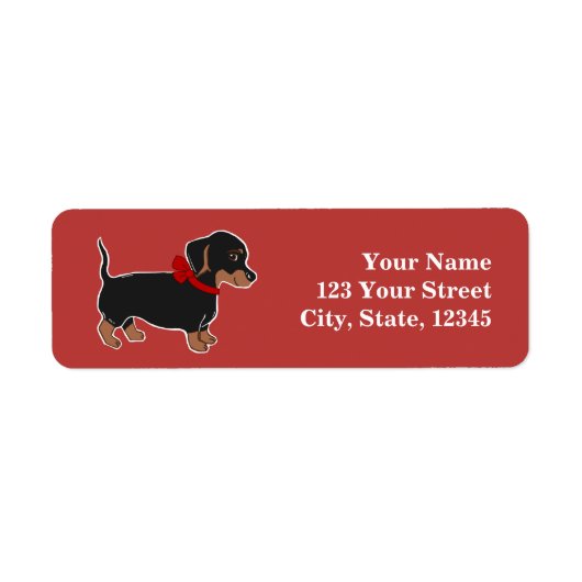 Dachshund Custom Cranberry Return Address Labels (Voorkant)