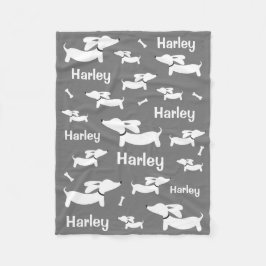 Dachshund Custom Grijze Deken voor Wiener Honden