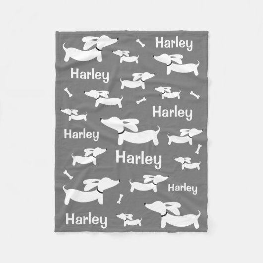 Dachshund Custom Grijze Deken voor Wiener Honden (Voorkant)
