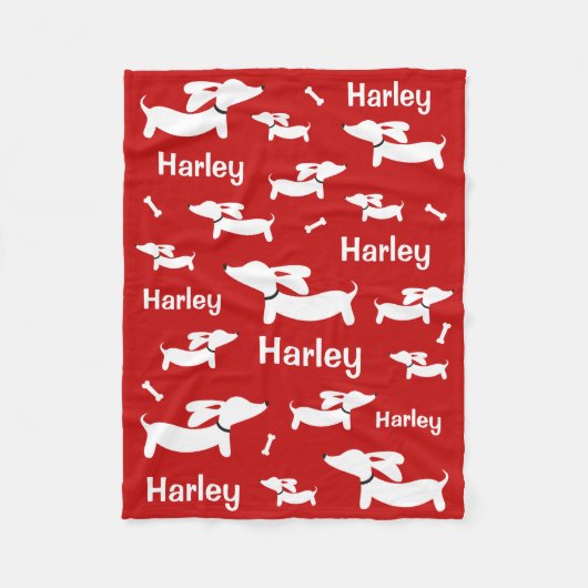 Dachshund Custom Rode Deken voor Wiener Honden (Voorkant)