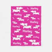 Dachshund Custom Roze Deken voor Wiener Honden (Voorkant)