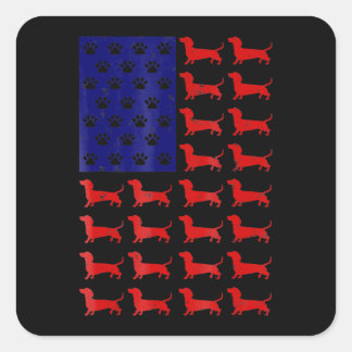 Dachshund - Cute American Flag 4 juli Vierkante Sticker