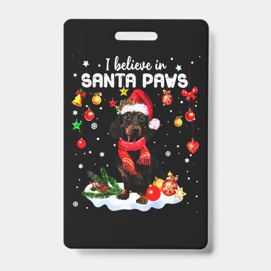 Dachshund Cute Christmas Badge (Voorzijde)