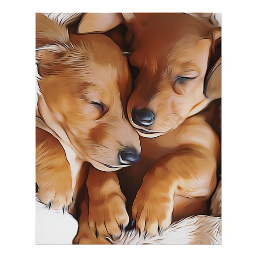 Dachshund Cute Sleeping Dachshund Puppies Birthday Foto Afdruk (Voorkant)