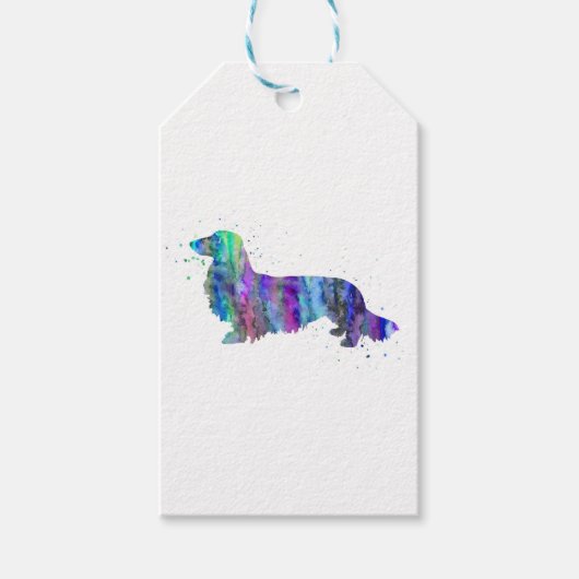 Dachshund, Dachshund waterverf print, hond Cadeaulabel (Voorkant)