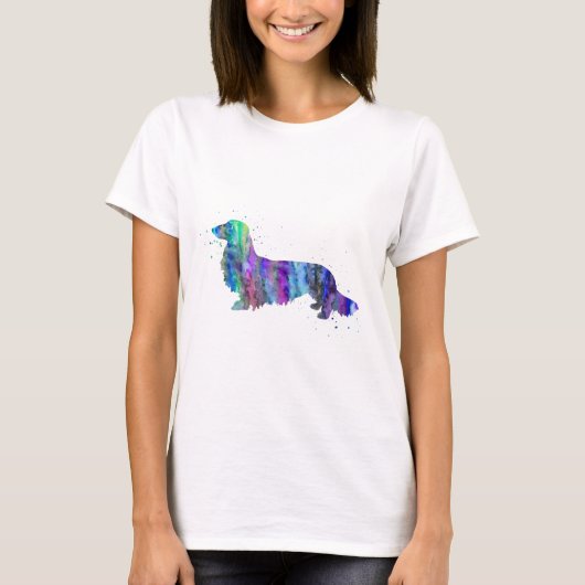 Dachshund, Dachshund waterverf print hond, hond T-shirt (Voorkant)