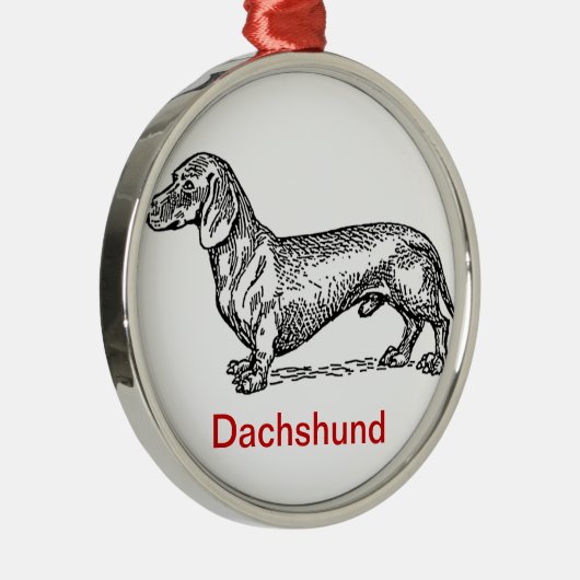 Dachshund Dachsie-kerstversiering Metalen Ornament (Rechts)