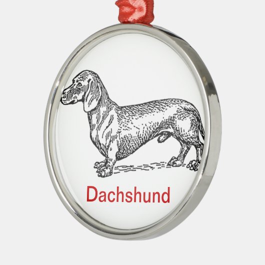 Dachshund Dachsie-kerstversiering Metalen Ornament (Links)