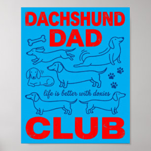 Dachshund Dad Club Op Rugontwerp Poster
