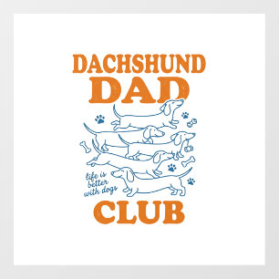 Dachshund Dad Club Vintage Hond Shirt Ontwerp_1 Raamsticker