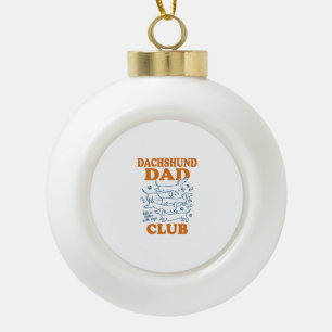 Dachshund Dad Club Vintage Hond T-shirt Ontwerp_1 Keramische Bal Ornament
