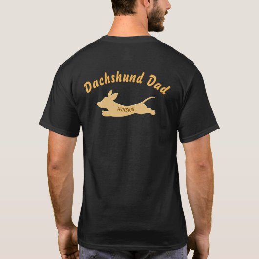 Dachshund Dad: I Love My Dachshund Dark Mannen T-shirt (Achterkant)
