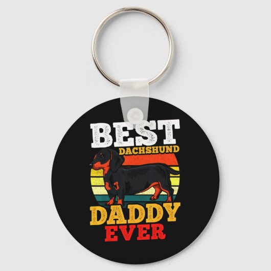Dachshund Dad Retro Sleutelhanger (Voorkant)