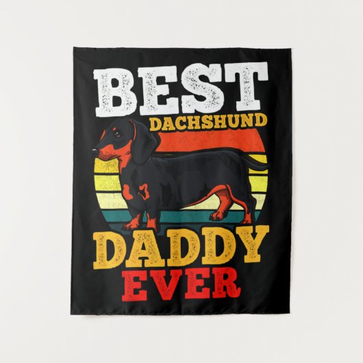 Dachshund Dad Retro Wandkleed (Voorkant)