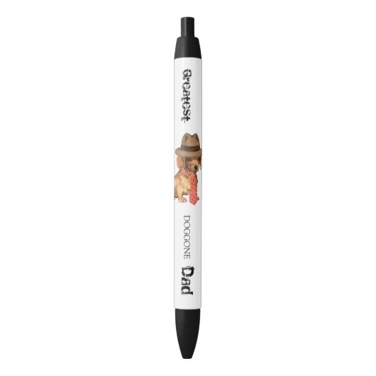 Dachshund Dad Zwarte Inkt Pen (Voorkant Verticaal)