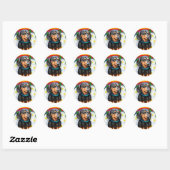 Dachshund Daisy Patch B&T Ronde Sticker (Vel)
