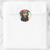 Dachshund Daisy Patch B&T Ronde Sticker (Tas)