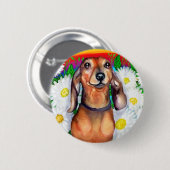 Dachshund Daisy Patch Ronde Button 5,7 Cm (Voorkant /achterkant)