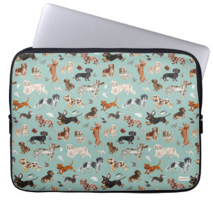 DACHSHUND DALLIANCE Watercolor Hondenprint Aqua Laptop Sleeve