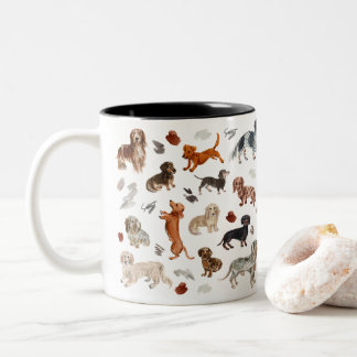 DACHSHUND DALLIANCE Watercolor Hondenprint Tweekleurige Koffiemok