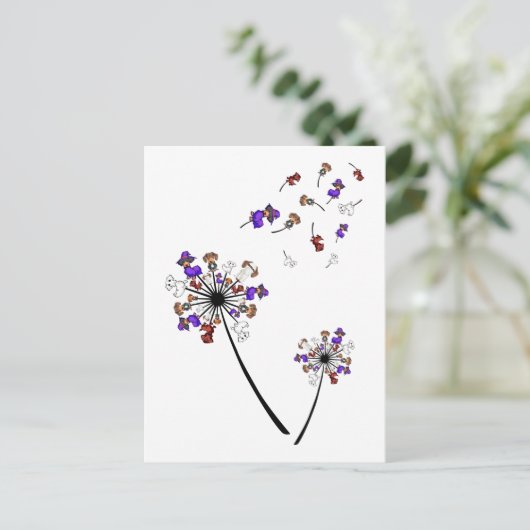 Dachshund Dandelion Flower Halloween Costume Ideeë Briefkaart (Staand voorkant)