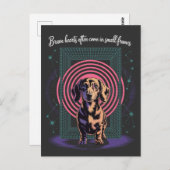Dachshund Dappere Harten Komen Voor In Kleine Lijs Briefkaart (Voorkant / Achterkant)