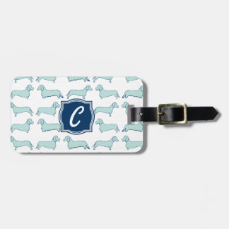 Dachshund Dash Monogram Bagagelabel