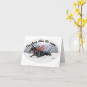 Dachshund Dashing Thru de Sneeuw Kerstkaart Kaart (Gele Bloem)