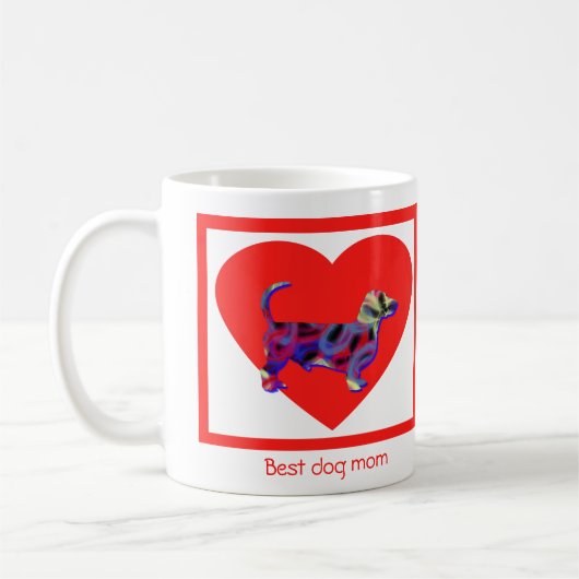 Dachshund / Daxie Dog Red Valentijn Day Heart Koffiemok (Links)