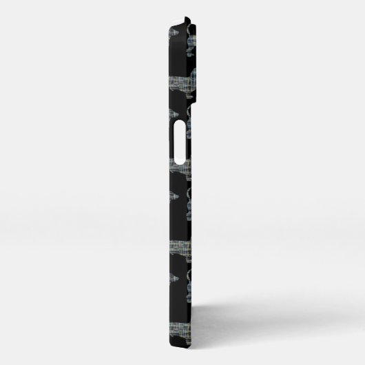 Dachshund Daxie Hond Schattig Silhouet Grid Zwart iPhone Hoesje (Rechterkant)