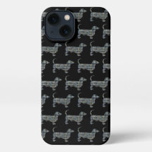 Dachshund Daxie Hond Schattig Silhouet Grid Zwart
