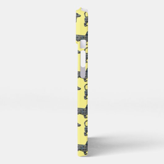 Dachshund Daxie Hond Schattig Silhouet Raster Geel iPhone Hoesje (Linkerkant)