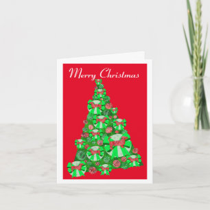 Dachshund Daxie Hond Silhouet Kerstboom Rood Kaart