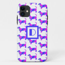 Dachshund / Daxie Hondenliefhebber Roze Blauw Mono