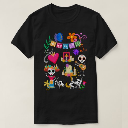 Dachshund Day of The Dead Fiesta T-shirt (Design voorkant)