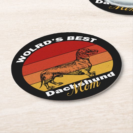 Dachshund - De beste Dachshund Mam ter wereld Ronde Kartonnen Onderzetter (Gebogen)