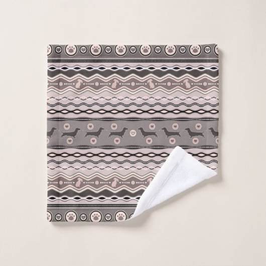 Dachshund - Decoratief Patroon in pastels Bad Handdoek (Wasdoekje)