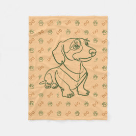 Dachshund decoratieve lijn kunst patroon fleece deken