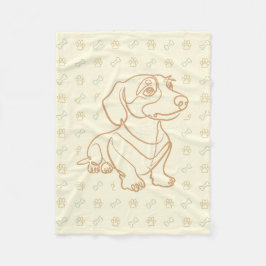 Dachshund decoratieve lijn kunstpatroon fleece deken