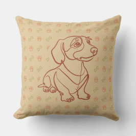 Dachshund decoratieve lijn kunstpatroon kussen