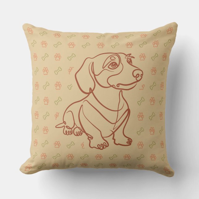 Dachshund decoratieve lijn kunstpatroon kussen (Voorkant)