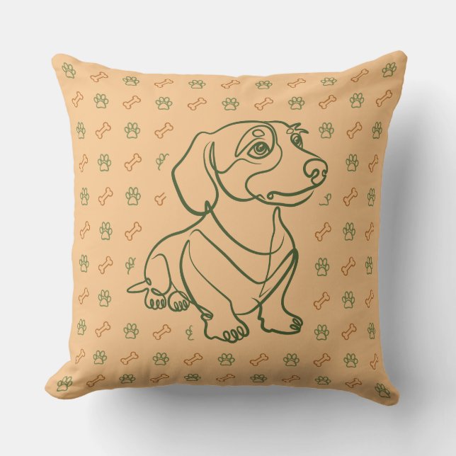 Dachshund decoratieve lijn kunstpatroon kussen (Voorkant)