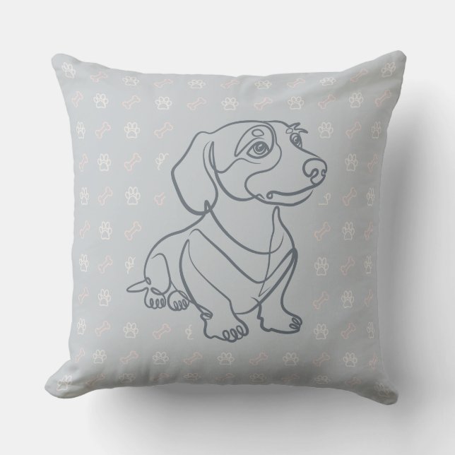 Dachshund decoratieve lijn kunstpatroon kussen (Voorkant)