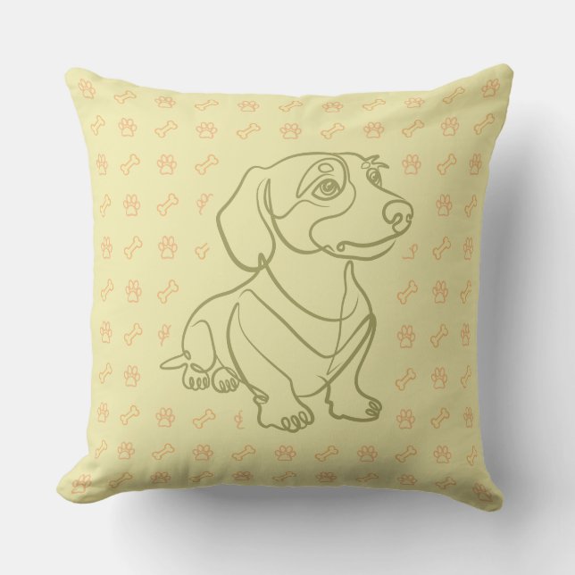 Dachshund decoratieve lijn kunstpatroon kussen (Voorkant)